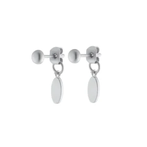 1-Oval forsølvet ørestikker - Silver plated